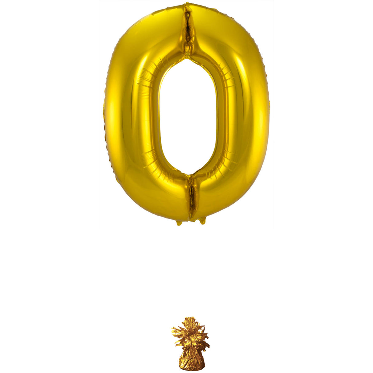0 Formet Nummer Folieballon (Guld, 86 cm)