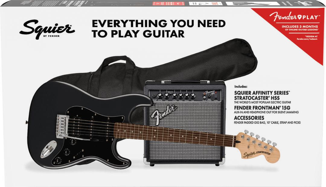 Fender Stratocaster El-guitar Startpakke (Frost Metallic)