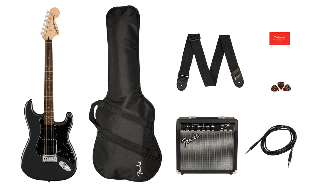 Fender Stratocaster El-guitar Startpakke (Frost Metallic)