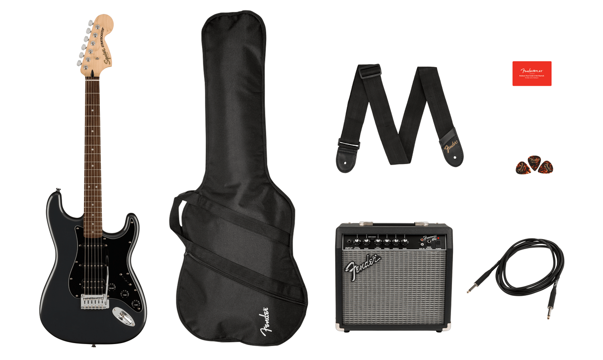 Fender Stratocaster El-guitar Startpakke (Frost Metallic)