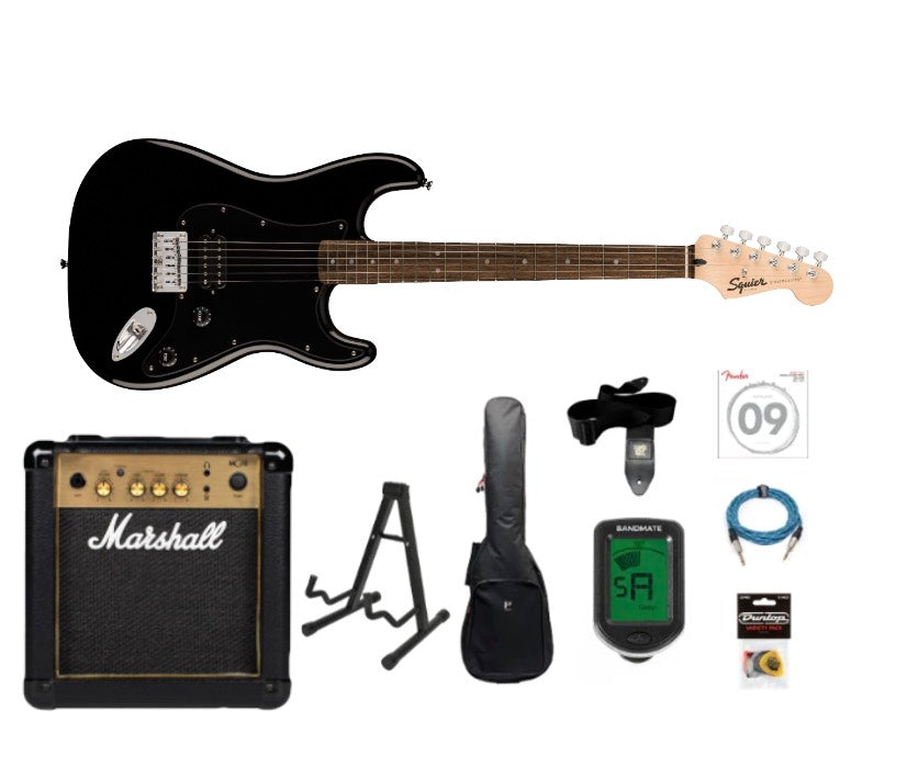 Fender Squier Sonic Stratocaster HT H El-guitar Starterpakke (Sort)