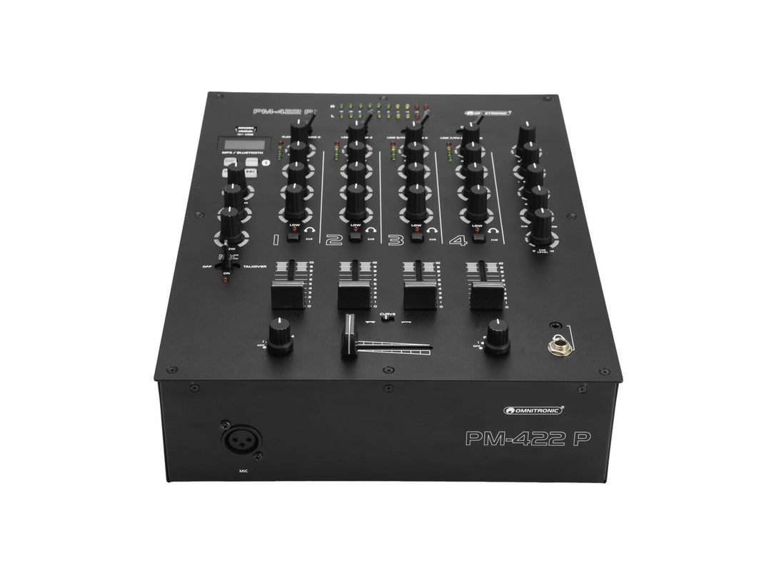 OMNITRONIC PM-422P 4-channel DJ Mixer with Bluetooth & USB Player