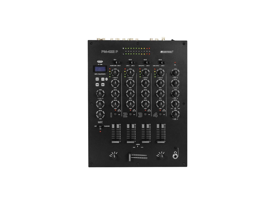 OMNITRONIC PM-422P 4-channel DJ Mixer with Bluetooth & USB Player