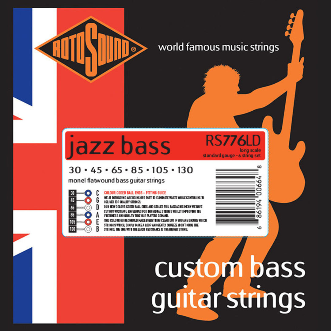 Rotosound Jazz Bass Strings Jazz Bass 77 - Set 6-string Flatwound Standard 30-130 (RS776LD)