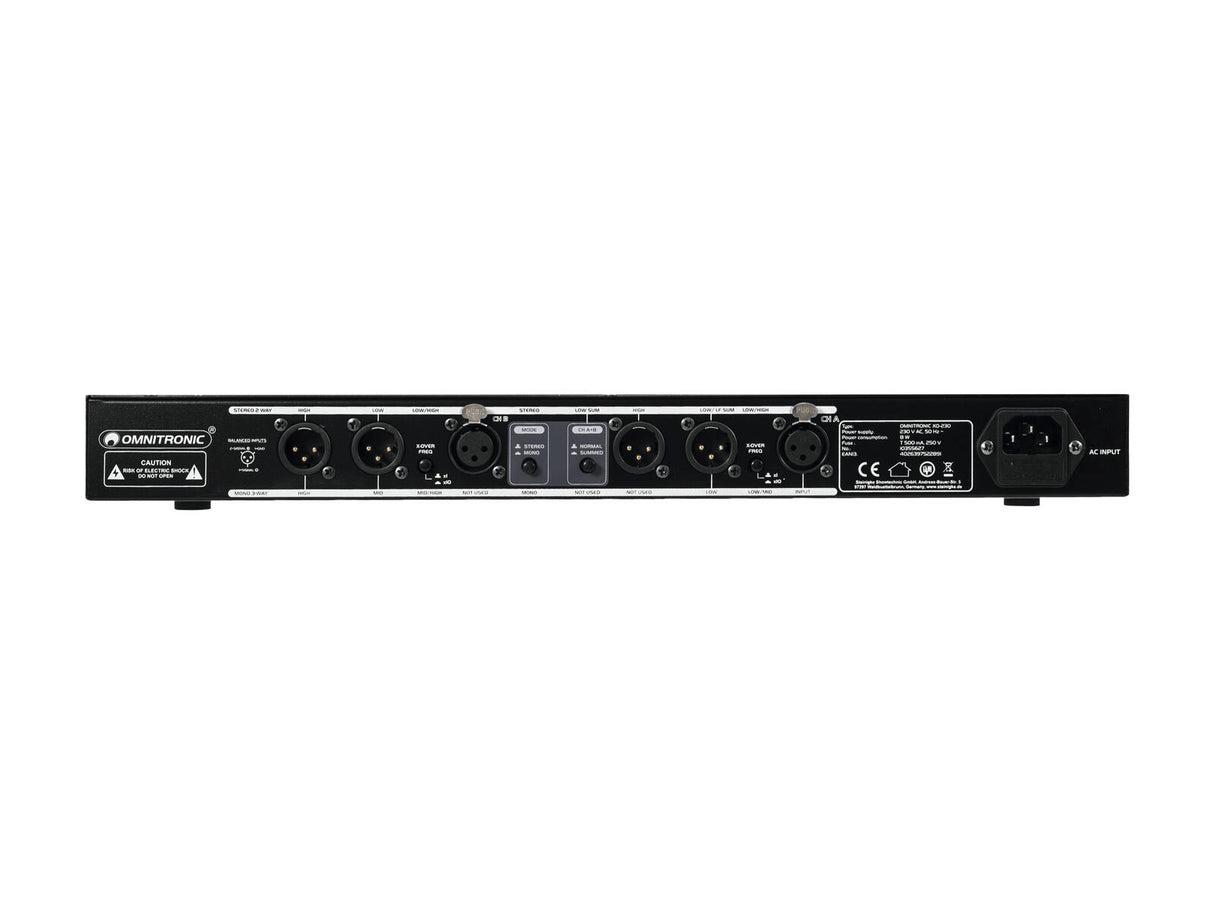 Omnitronic XO-230 Active Crossover – 2-Way Stereo / 3-Way Mono