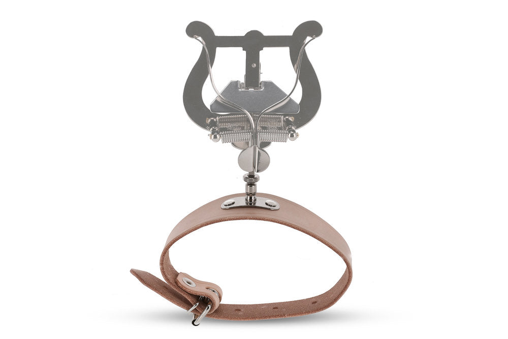 GEWA fløjtelyra, stor, læderarmbånd og etgrebsbeslag