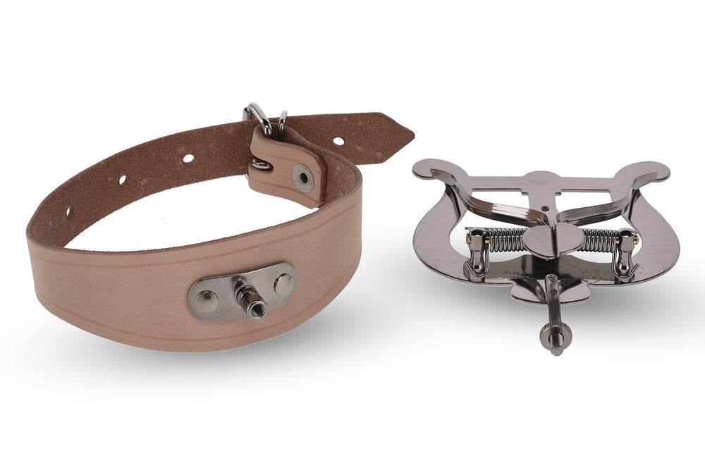 GEWA fløjtelyra, stor, læderarmbånd og etgrebsbeslag