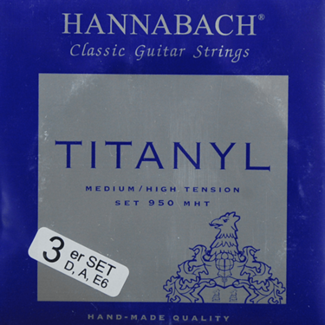 Hannabach Strings for classic guitar Serie 950 Medium/High Tension Titanyl - Set of 3 Bass (9507MHT)