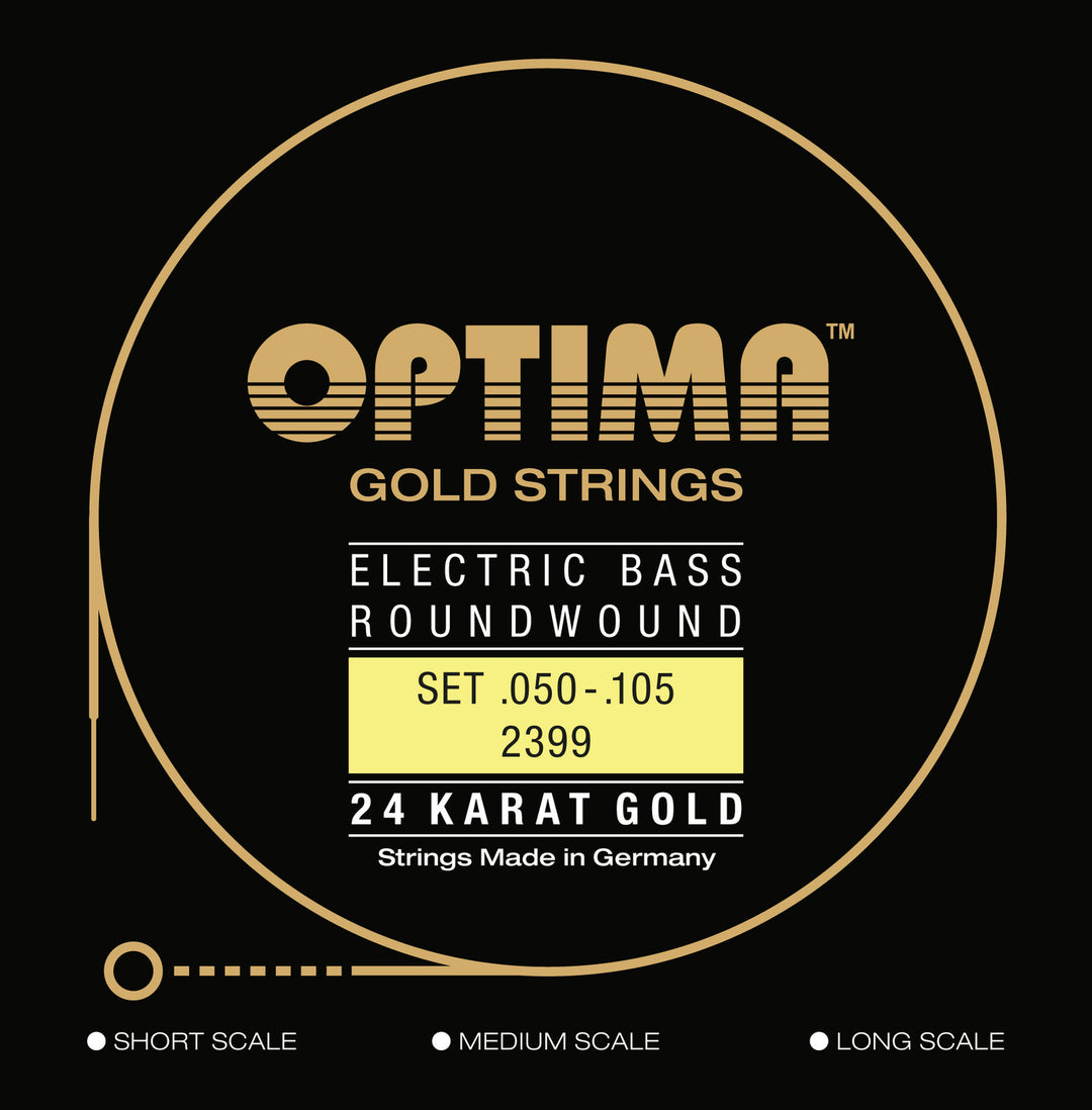 Optima E-Bass Strings Gold Strings Round Wound long scale - Set 4-string medium (2399M)