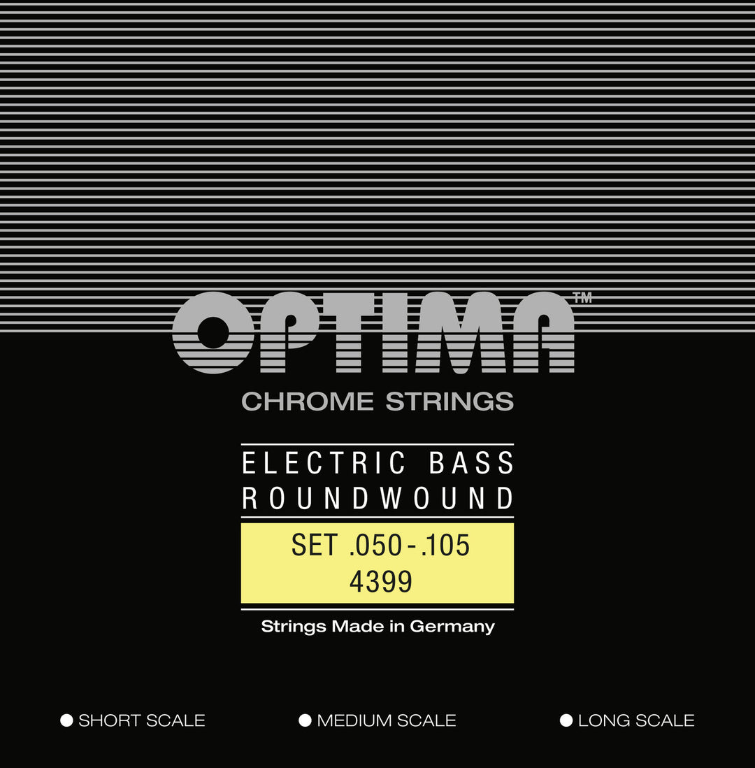 Optima E-Bass Strings Chrome Strings Round Wound Long Scale - Set 4-string medium (4399M)