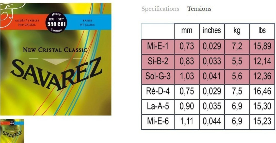 Savarez Strings for classic guitar New Cristal Classic - Set (540CRJ)