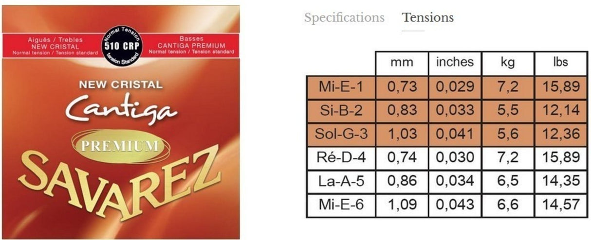 Savarez Strings for classic guitar New Cristal Cantiga Premium - Normal set (510CRP)