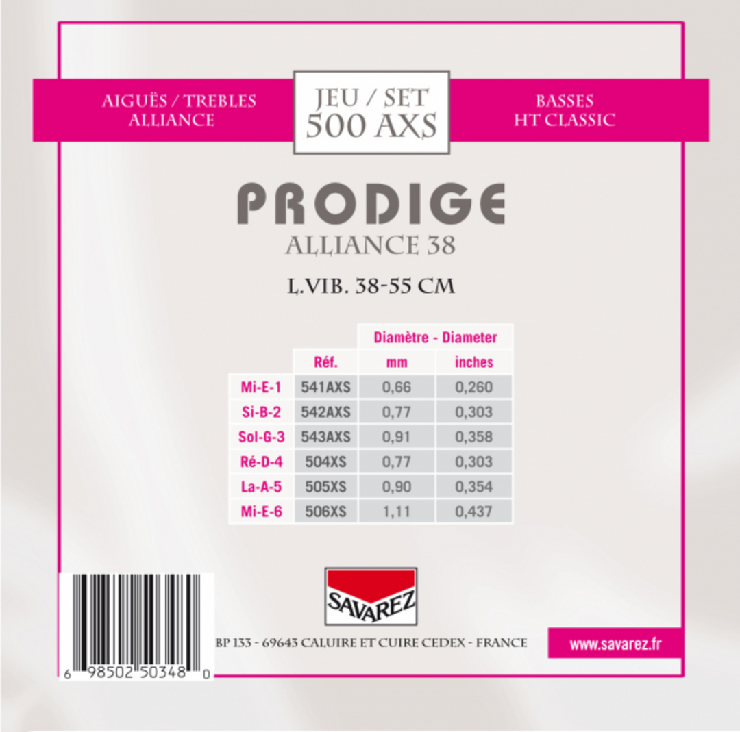 Savarez Strings for classic guitar Prodige 38 Children's Guitar - 1/8-1/2 Carbon (500 AXS)