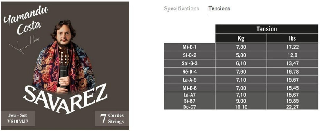 Savarez Strings for classic guitar YAMANDU COSTA 7-string - 7-string high tension (Y510MJ7)