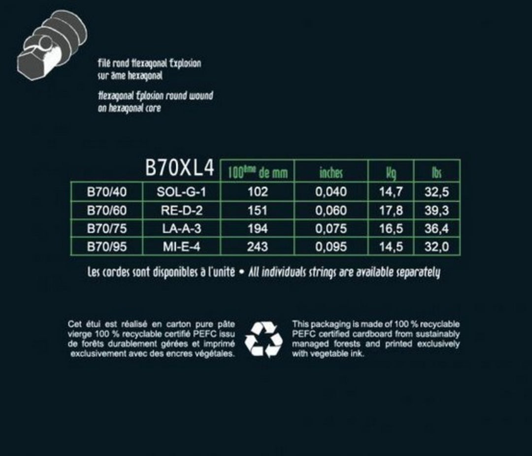 Savarez E-Bass Strings Hexagonal Explosion - 4-str. Ex-Light (B70XL4)