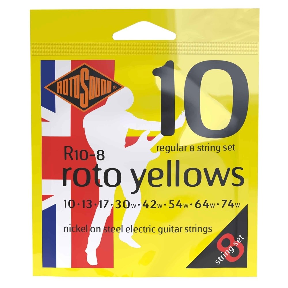 Rotosound Roto Yellows R10-8 strenge til 8-strenget elguitar 10-74