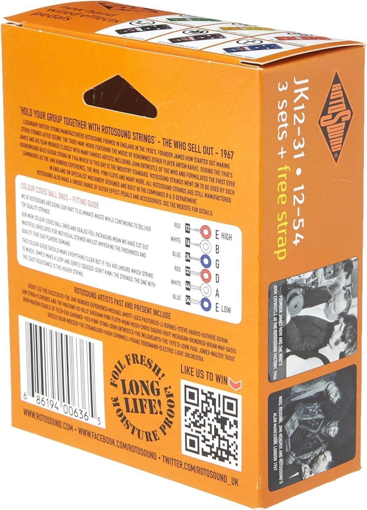 Rotosound Strings for Acoustic Guitar Jumbo King - 3-Set Medium Light+Strap (JK12-31-F)