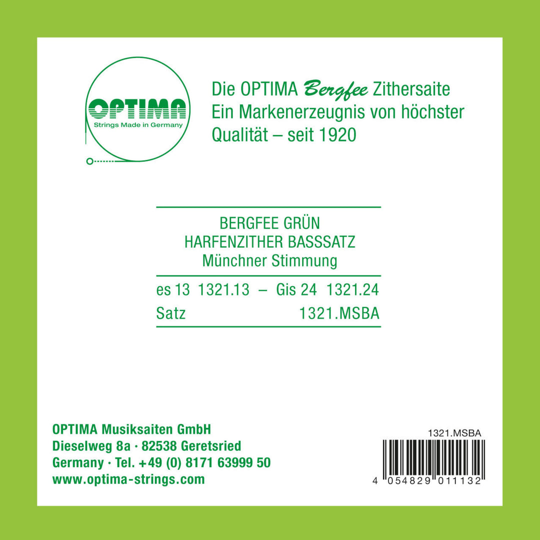 Optima Strings for zither Harp/air resonance zither nylon green 1321 - Bass-Set (1321.MSBA)