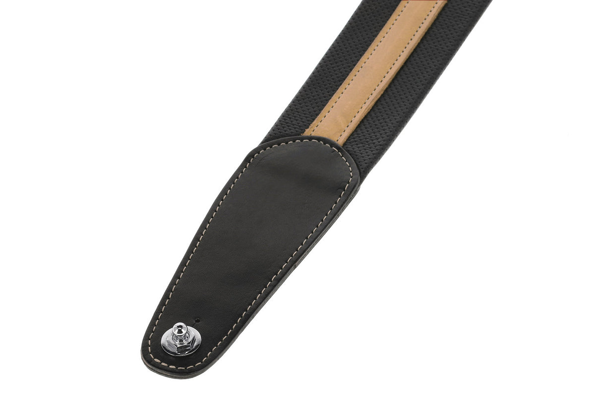 GEWA Guitar Straps Prestige 65 padded Security Locks - black punctured/brown