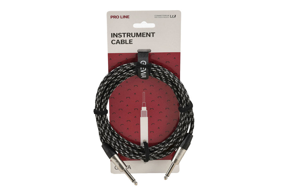 GEWA Pro Line instrumentkabel 3 m, sort-hvid tweed, lige jack