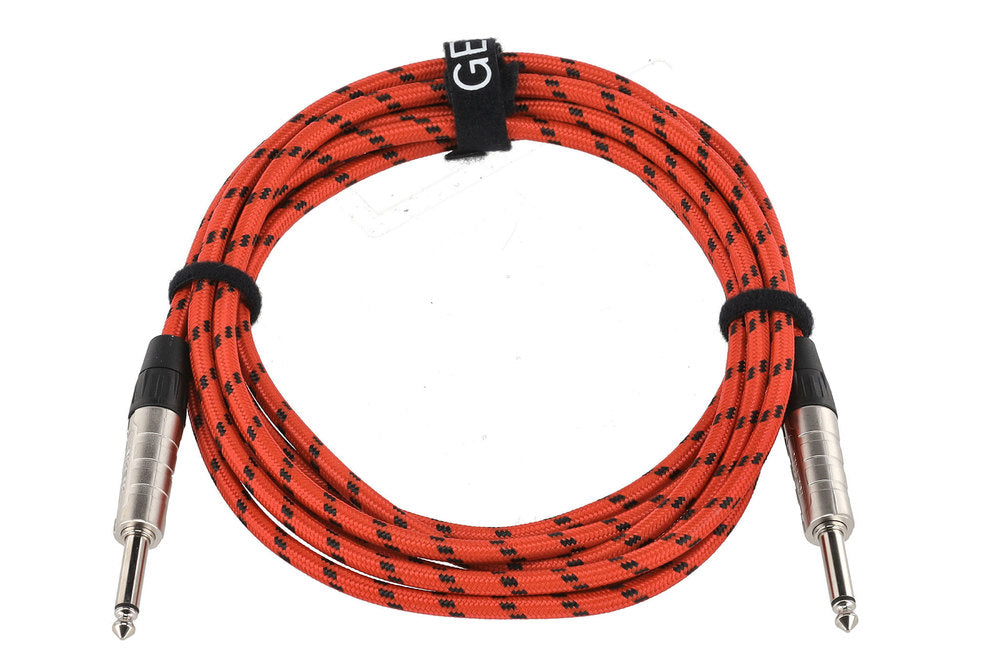 GEWA Pro Line instrumentkabel 3 m, sort-rød tweed, lige jack