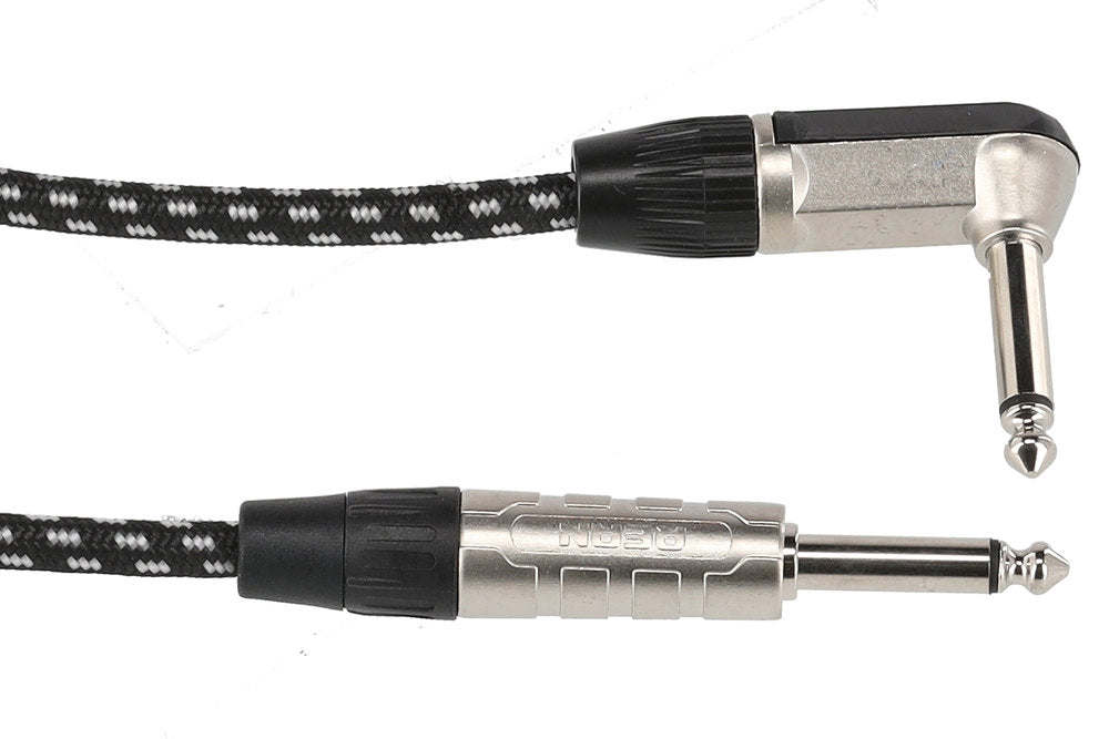GEWA Pro Line instrumentkabel 6 m, sort-hvid tweed, vinklet jack