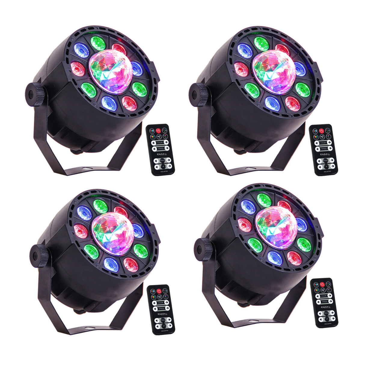 LED PAR-ASTRO 2-i-1 Diskolys 4 Stk. Bundle