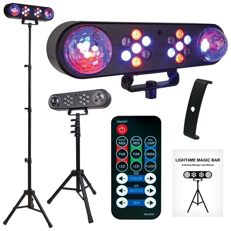 LIGHT4ME MAGIC BAR diskokugleeffekt LED PAR + stativ + fjernbetjening