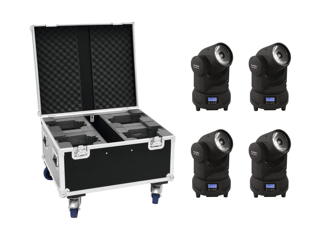 EUROLITE Set 4x LED TMH-X1 Moving Head Beam + Case
