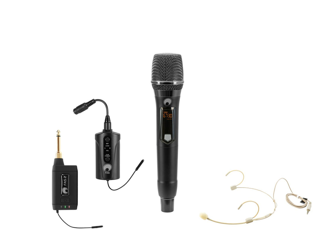 OMNITRONIC Set FAS TWO + Dyn. Wireless Microphone + BP + Headset 660-690MHz