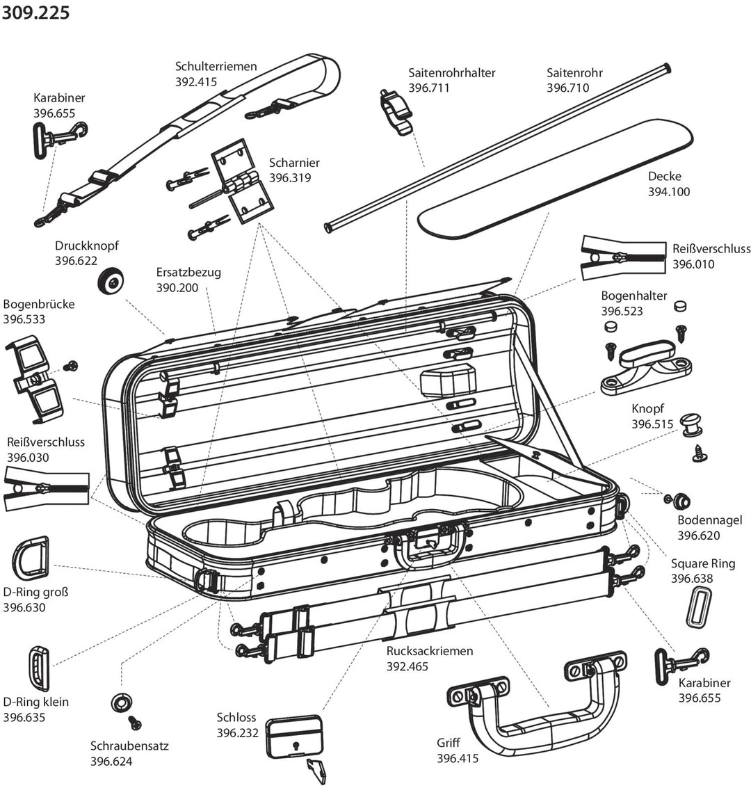 GEWA Rucksack assembly Form shaped violin/viola case - 2 rucksack straps