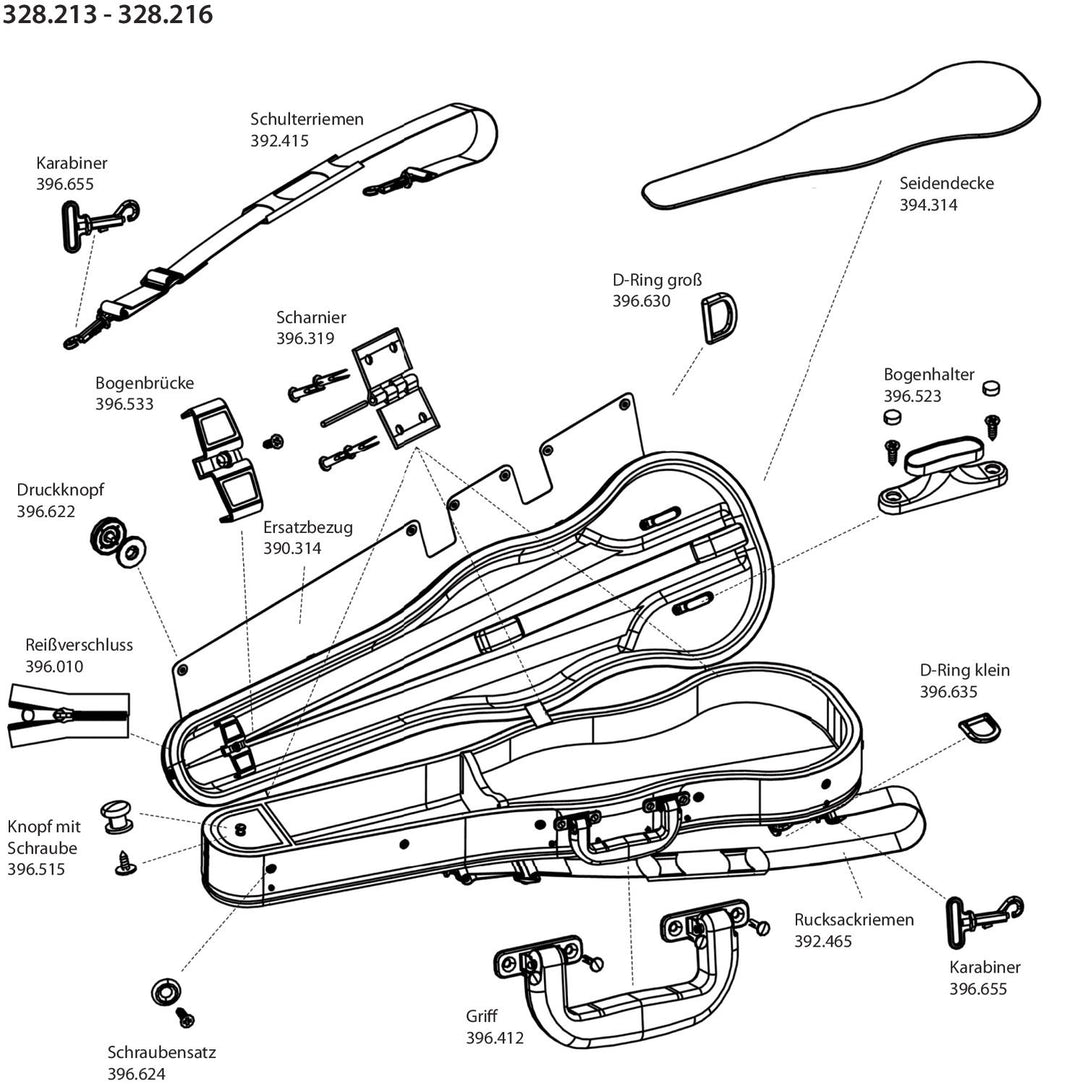 GEWA Rucksack assembly Form shaped violin/viola case - 2 rucksack straps