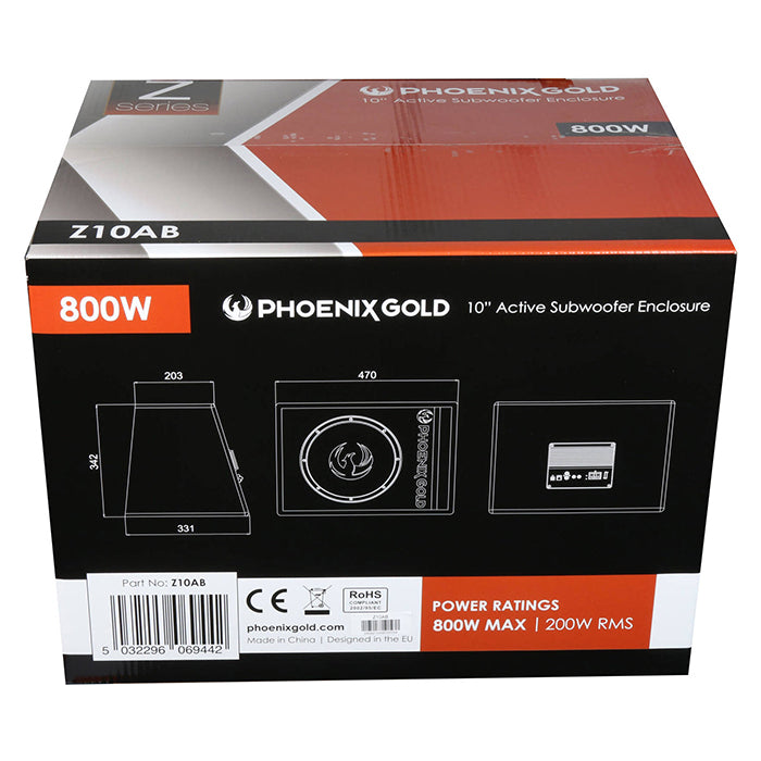 Phoenix Gold 10" aktiv Sub M. kabler & remote