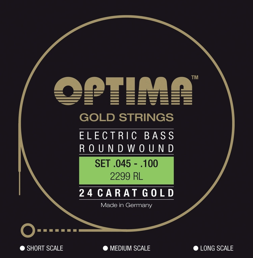 Optima E-Bass Strings Gold Strings Round Wound long scale - Set 4-string reg-light (2299L)