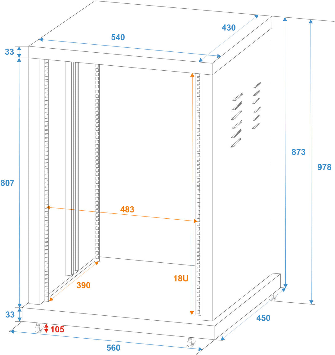 ROADINGER Steel Rack SR-19, 18U