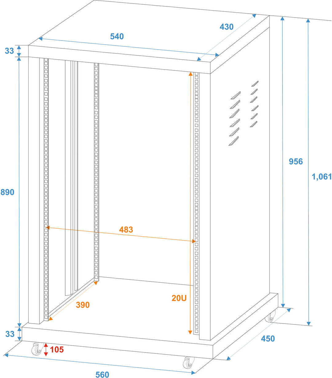 ROADINGER Steel Rack SR-19, 20U