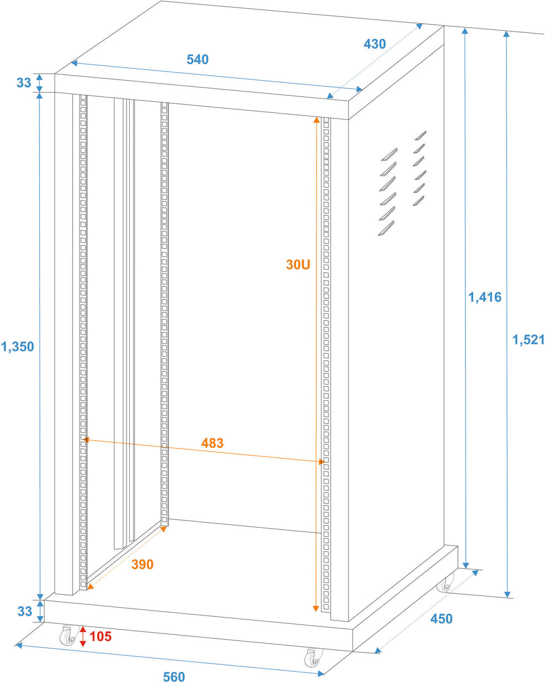 ROADINGER Steel Rack SR-19, 30U