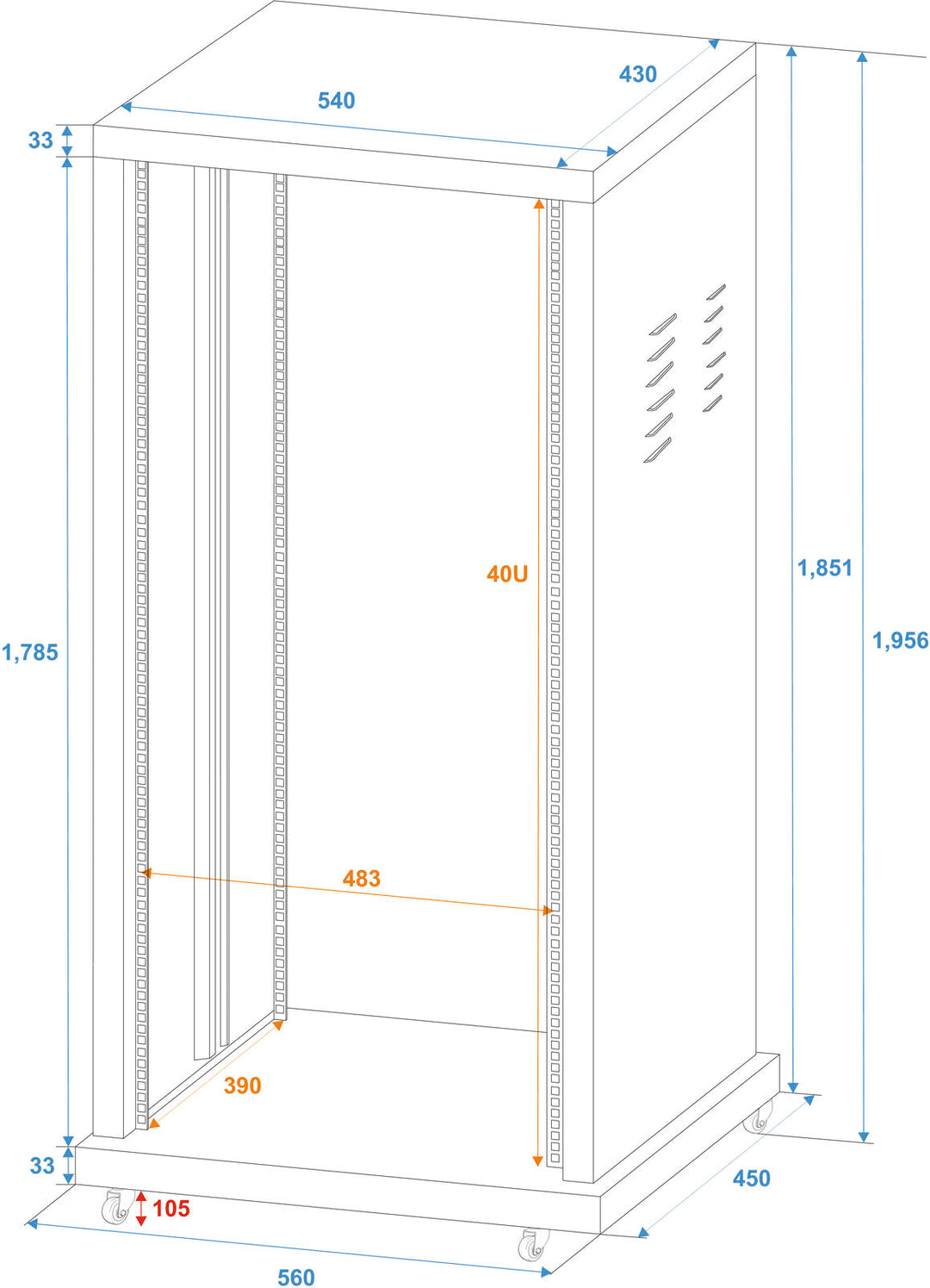 ROADINGER Steel Rack SR-19, 40U