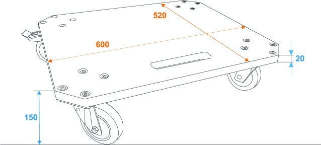 Wheel board MDF 4x Hjul (2 m. Bremse)