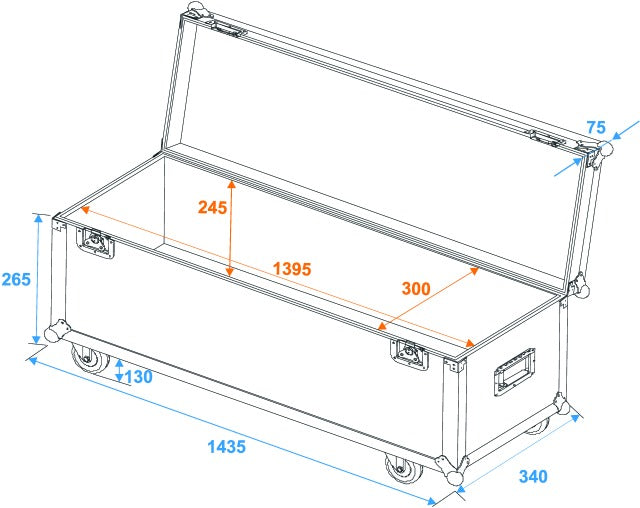Flightcase Pro m. Hjul (140 x 30 x 30cm)