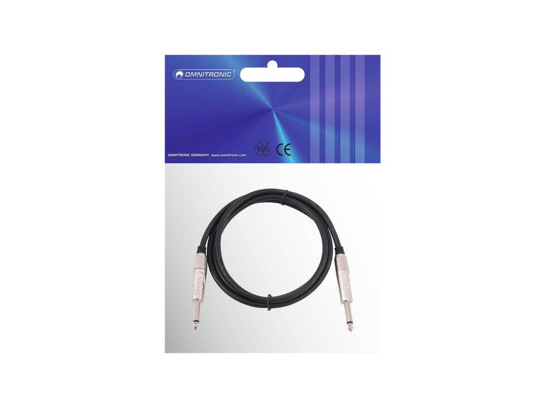 OMNITRONIC Jack Cable 6.3 mono 1m bk ROAD