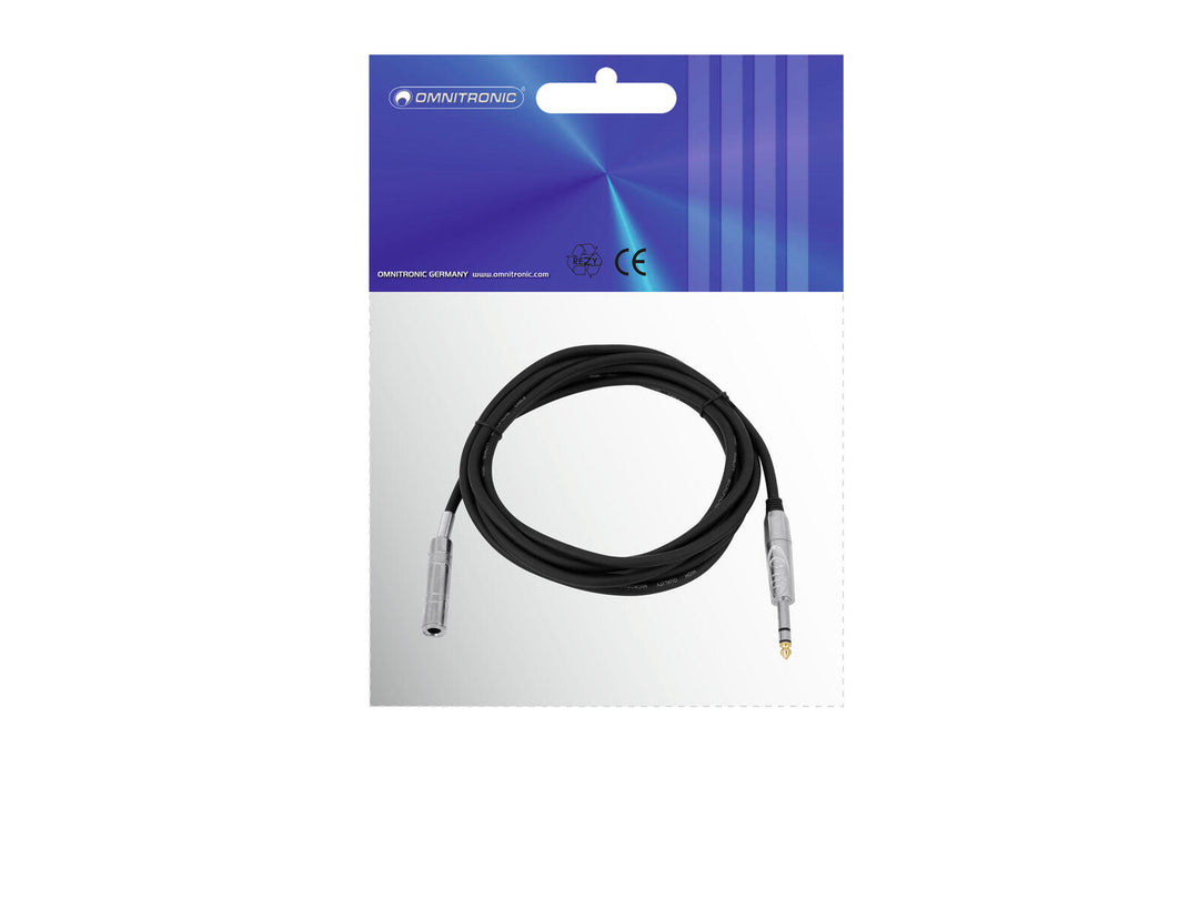 OMNITRONIC Jack extension 6.3 stereo 3m bk