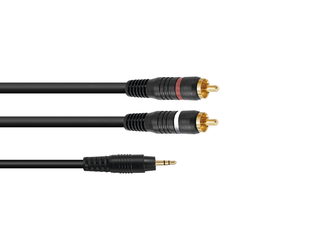OMNITRONIC Adapter Cable 3.5 Jack/2xRCA 1.5m bk