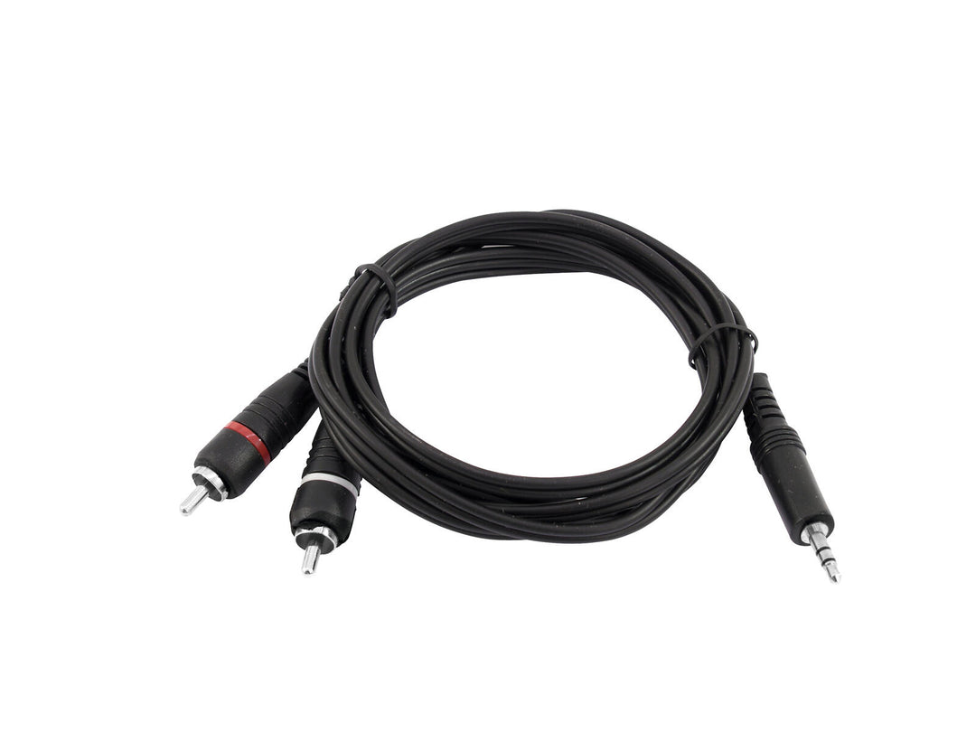 OMNITRONIC Adapter Cable 3.5 Jack/2xRCA 1.5m bk