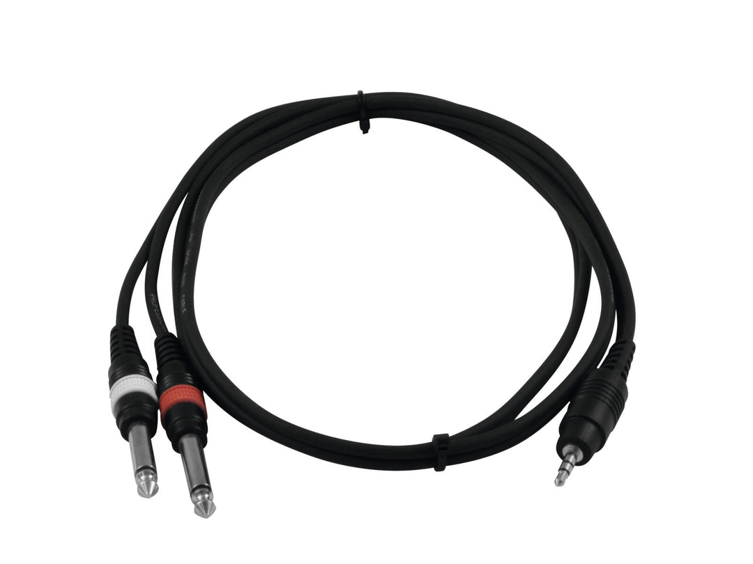 OMNITRONIC Adapter Cable 3.5 Jack/2xJack 1.5m bk