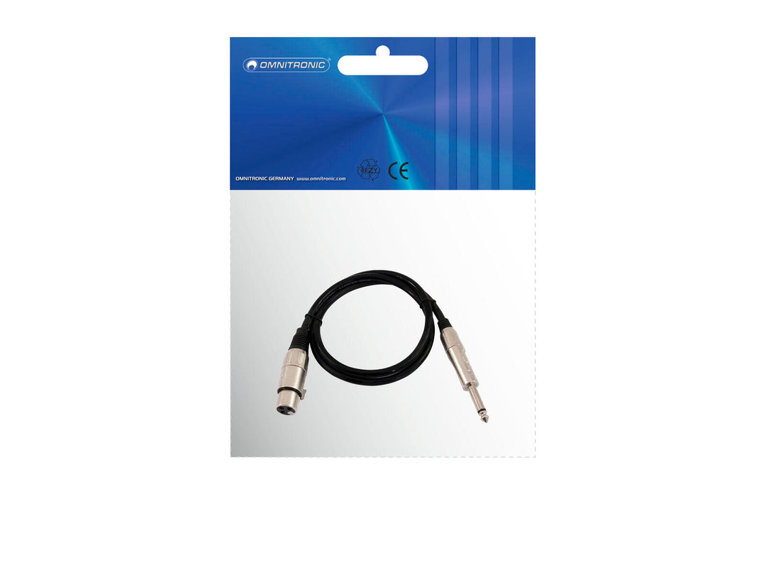 OMNITRONIC Adapter Cable XLR(F)/Jack mono 0.9m bk