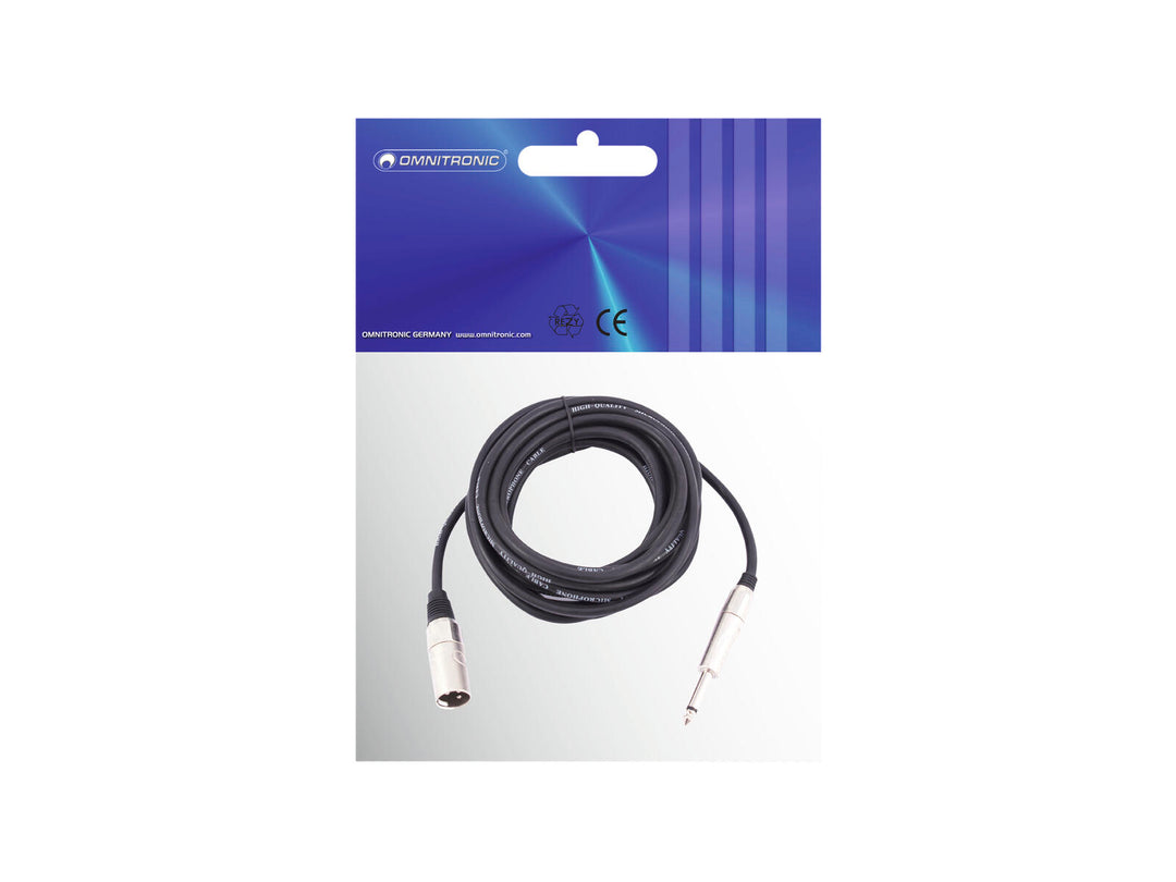 OMNITRONIC Adapter Cable XLR(M)/Jack mono 10m bk