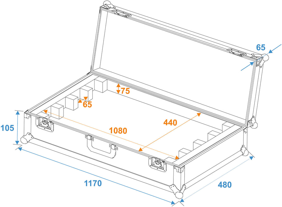ROADINGER Flightcase EC-B252 4x LED BAR-252 RGB