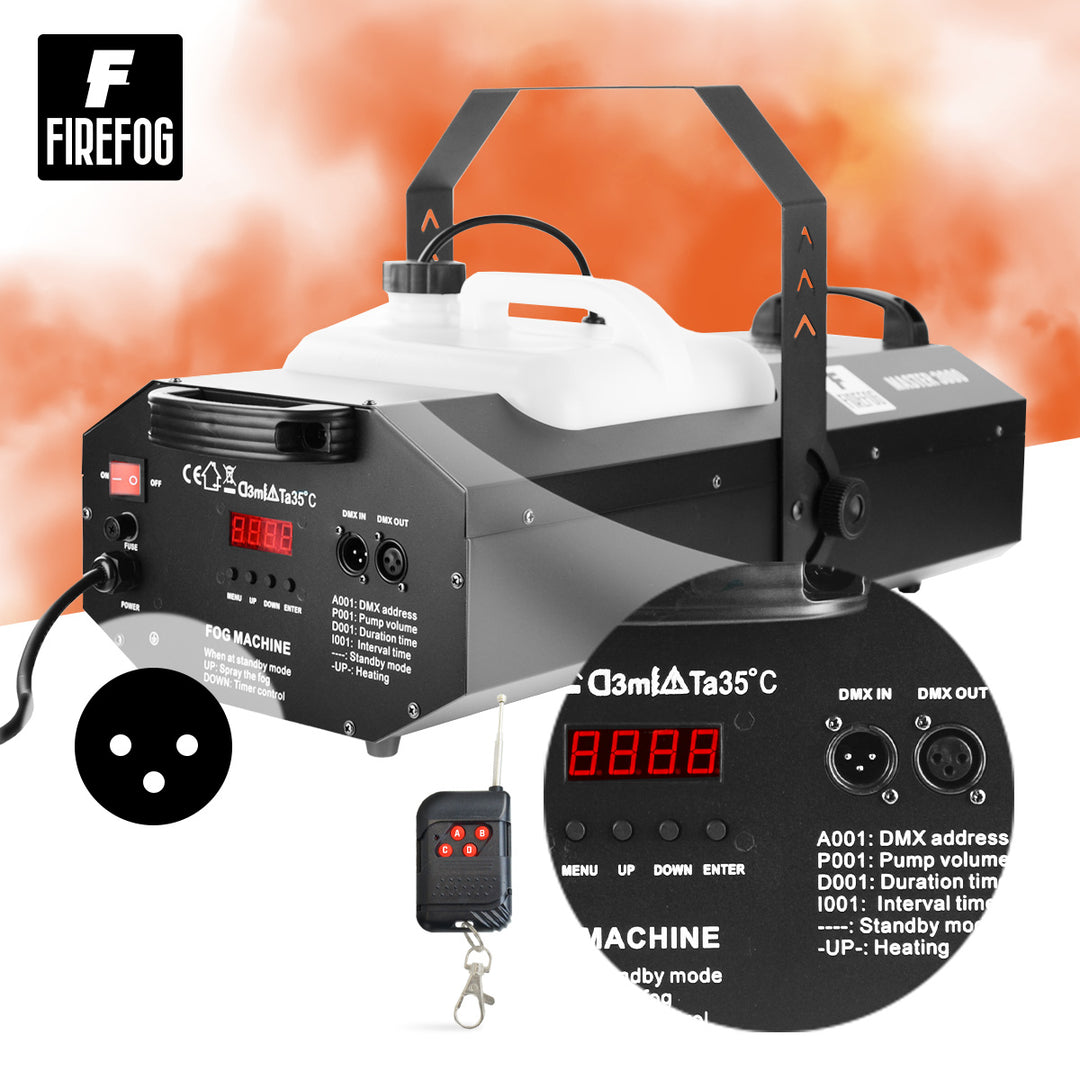 Firefog Master 3000 røgmaskine 3000 W med DMX og fjernbetjening
