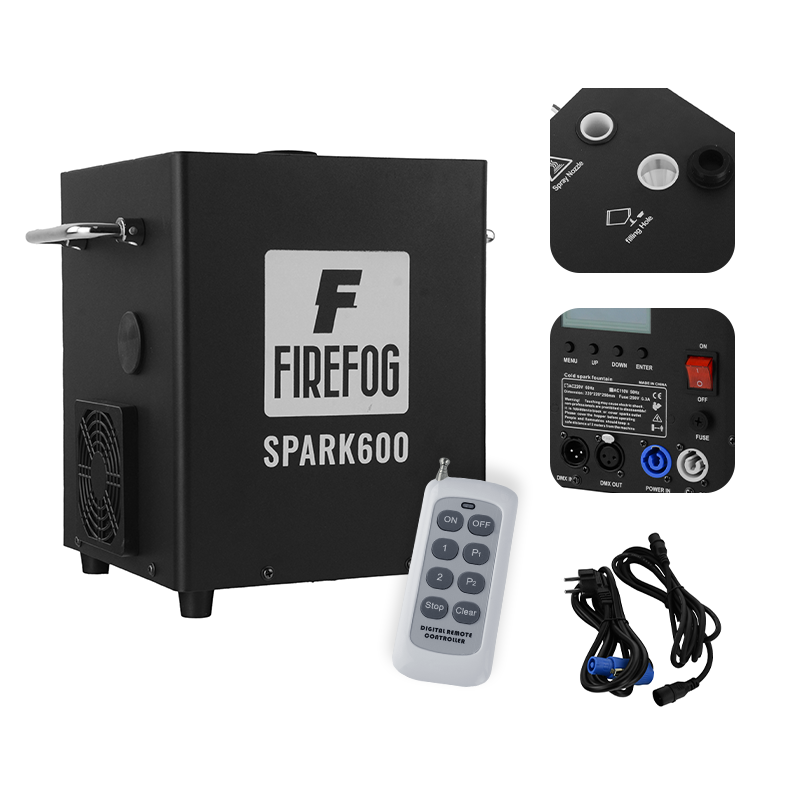 Firefog SPARK600 gnistmaskine med kolde gnister og DMX